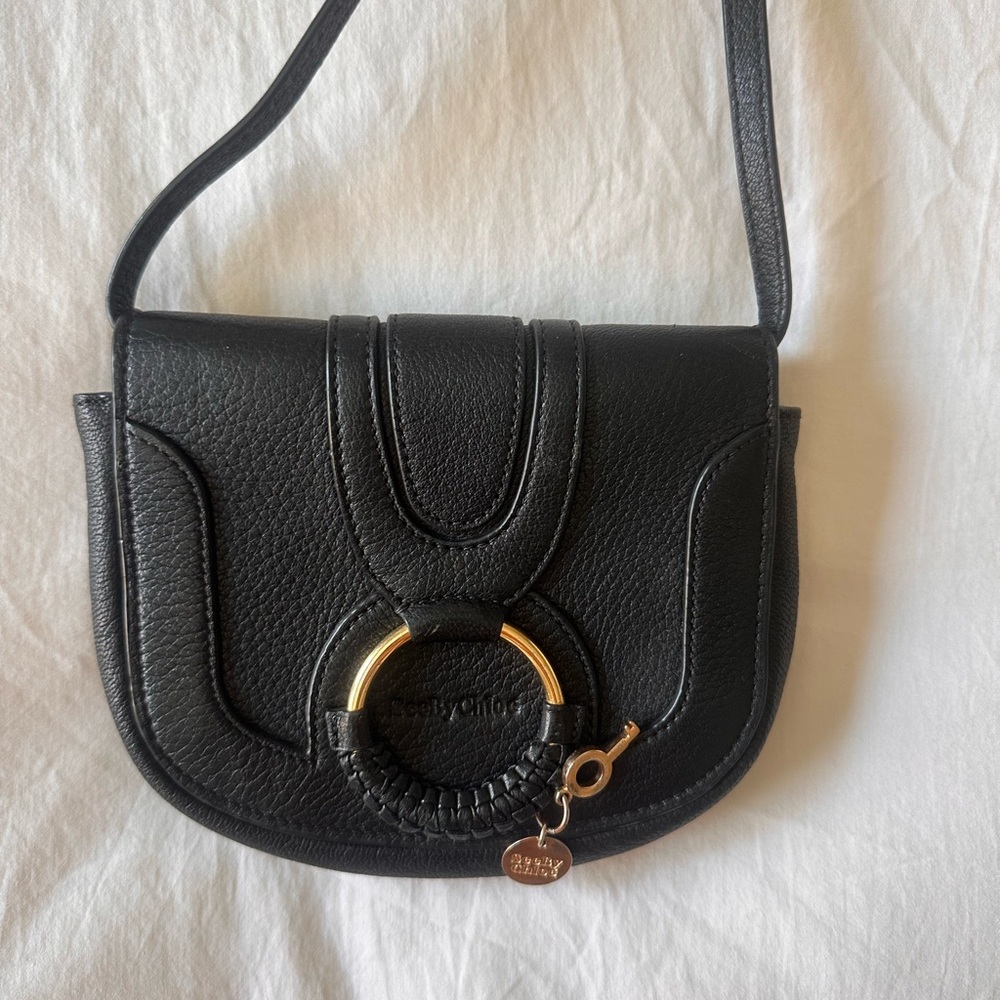 SeeBy Chloe, Hana Mini Croc-Embossed Leather Crossbody Bag in Black